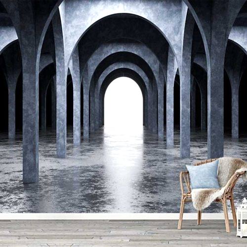 3D Gotik Koridor Duvar Kağıdı – Gizemli ve Derinlik Hissi Veren Mimari Tasarım Poster